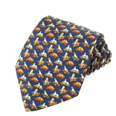 サルヴァトーレフェラガモ ブランドネクタイ 犬柄 動物柄 シルク イタリア製 メンズ ネイビー Salvatore Ferragamo 【中古】