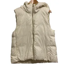 美品 23AW nano universe ナノユニバース 撥水加工ライトダウン フードジップアップベスト 6733214300 F アイボリー レディース 古着 中古 USED