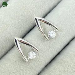 13‐57】ダイヤモンド パール ピアス D0.2ct（2way)【中古 