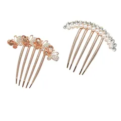 おしゃれ 初心者 簪 髪留め 髪飾り ゴールドフレーム 結婚式 パール 成人式 ラインストーン フラワー 着物 ヘアコーム 卒業式 (2点セット) パール髪飾り 和装 ヘアアクセサリー 浴衣 Doyime