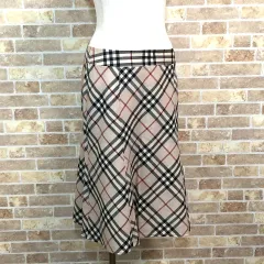 送料込み！ BURBERRY LONDON スカート 40 ベージュ チェック 586