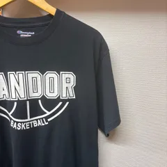 古着 L Tシャツ CHAMPION チャンピオン BASKETBALL バスケットボール スポーツ ビックプリント クルーネック 黒