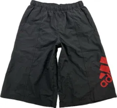 adidas ☆ アディダス ハーフパンツ ナイロンパンツ ロゴ赤 ブラック メンズ L 春夏 定番 スポーツ トレーニング ランニング■Ja7901