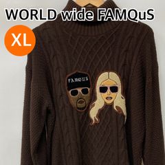 WORLD wide FAMQuS トップス 長袖 ニット セーター ブラウン メンズ XLサイズ【CT1189】