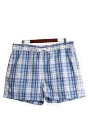 【お得なクーポン配布中!】 90s ポロ ラルフローレン チェック ショートパンツ メンズ XL 90年代 オールド スイム ショーツ 水陸両用 ナイロン コットン 短パン 海パン