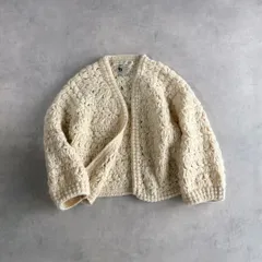 美品 / KHWOPA×Dot&Stripes クォーパ×ドット&ストライプス(チャイルドウーマン) / 別注 ネパール製 ウール100% ハンドニット ローゲージ カーディガン / レディース F / クリーム