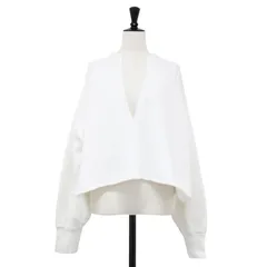 Whim Gazette ウィムガゼット ホワイト 白 サイズ:FREE | 24春夏 スウェット Vネック プルオーバー | 長袖 クロップド丈 カットオフ コットン | トップス | 日本製【レディース】【中古】