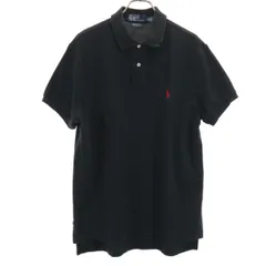 Polo by Ralph Lauren ポロバイラルフローレン 半袖 カスタムフィット ポロシャツ L ブラック 鹿の子 メンズ 古着