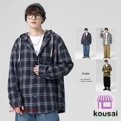 チェックシャツ メンズ カジュアルシャツ フード付き 長袖チェック柄シャツ ゆったり 春物 おしゃれ カジュアルシャツ 秋服 韓国ファッション長袖シャツ ant4y182559