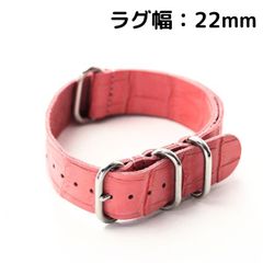 【22mm】時計　レザーベルト　22mm　ピンクカラー
