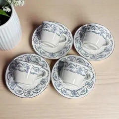 【4客揃】オールドノリタケ カップ&ソーサー Noritake 日本陶器会社 銀彩 花柄 マグカップ 紅茶 コーヒー カップ 器 昭和 レトロ 骨董品 アンティーク