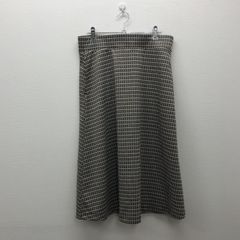 【LANDS`END】ランズエンド 　ベージュ　L　スカート　レディース　ミモレ丈　フレア　チェック柄
