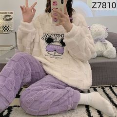 ルームウェア レディース パジャマ セットアップ 女性用 上下セット 裏起毛 あったか 可愛い ホームウエア 部屋着 室内着 長袖パジャマ 大人 防寒 保温 秋 冬 軽量 fuzhuang810