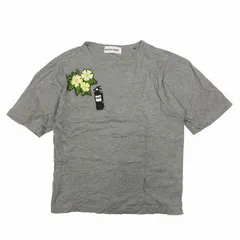 美品 ミュベールワーク MUVEIL WORK フラワーモチーフ ワッペン Tシャツ カットソー トップス クルーネック コットン 半袖 サイズ38 グレー レディース/8のサムネイル