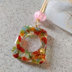 琉球ガラス　ハンドメイド　レジン　ロングネックレス