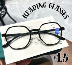 1.5 老眼鏡メガネ眼鏡 黒縁 多角形おしゃれレトロ 大きめ大きい ブルーライト レディースメンズ人気軽量 シニアリーディンググラス40代50代 オシャレお洒落 女性男性pcメガネ UVカット パソコン用 四角ブラック 可愛いラウンドボストン シンプル めがね
