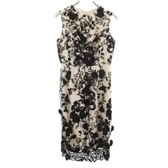 Diagram GRACE CONTINENTAL ダイアグラム グレースコンチネンタル 総刺繍 ノースリーブ 膝丈ワンピース 36 アイボリー系 レディース 古着