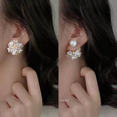 3ways 小花　パール　ピアス　シルバー　S925 CZダイヤモンド