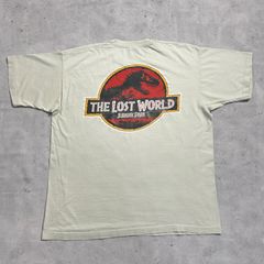 90s "JURASSIC PARK LOST WORLD" Mercedes-Benz M class ムービーt コラボt ビンテージt 袖裾シングル FRUIT OF THE LOOM 古着
