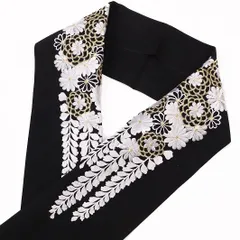 半衿 振袖 成人式 半襟 刺繍 黒地 白 藤 金糸 シルエリー Ｓｉｌｅｌｌｙ おしゃれ半衿 モダン エレガント 上品 フォーマル お No.10-0153