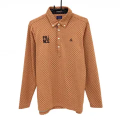 【超美品】ルコックゴルフ 長袖ポロシャツ オレンジ×白 ドット ボタンダウン メンズ L ゴルフウェア le coq sportif