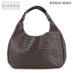 新品同様 ボッテガ ヴェネタ BOTTEGA VENETA イントレチャート ミディアム カンパーナ ショルダー バッグ レザー ダークブラウン 90289005