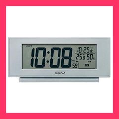 【スタッフおすすめ！】セイコークロック(Seiko Clock) 置き時計 銀色メタリック 本体サイズ: 7.7*17.4*3.8cm 目覚まし時計 電波 デジタル 温度 湿度 表示 快適環境NAVI SQ794S