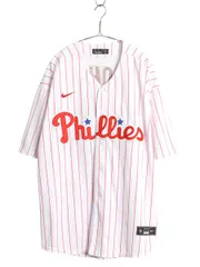 【お得なクーポン配布中!】 フィリーズ ベースボール シャツ メンズ XL / MLB オフィシャル ナイキ スウッシュ 大リーグ ユニフォーム 半袖シャツ 重ね着 大きいサイズ