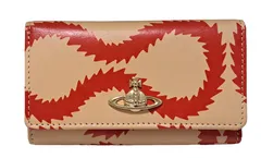 未使用 ヴィヴィアンウエストウッド 6連キーケース オーブ スクイーグル レザー ベージュ系 レッド 赤 SQUIGGLE  VIVIENNE WESTWOOD