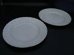 ■新品■未使用■ RALPH LAUREN ラルフローレン ウェッジウッド クレア プレート お皿 食器 テーブルウェア 2枚セット ホワイト系 BI1680のサムネイル