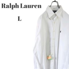 Ralph Lauren ラルフローレン 長袖ボタンダウンシャツ 青ポニー刺繍 ホワイト メンズ Lサイズ