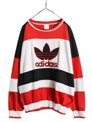 【お得なクーポン配布中!】 80s アディダス トレフォイル ロゴ 刺繍 ジャージ スウェット メンズ L 程/ ヴィンテージ ADIDAS 裏起毛 トレーナー クルーネック トリコ