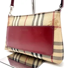 【良品】 BURBERRY バーバリー トートバッグ ハンドバッグ ショルダーバッグ アクセサリーポーチ ノバチェック シャドーホース チェック柄 PVC レザーベージュ 肌色 レッド 赤色 ユニセックス 男女兼用 メンズ レディース