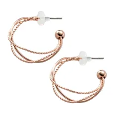 【ピンクゴールド×ピアス】[Cream dot. クリームドット公式] ピアス レディース  金属アレルギー ニッケルフリー フープ ドットライン ツイスト 3連 シリコンキャッチ 大人 