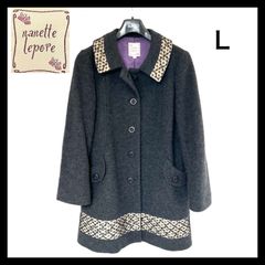 【Nanette Lepore　ナネットレポー】ウールコート　レディースL ダークグレー