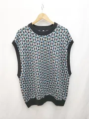 ◇ HARE ハレ 総柄 ニット ベスト サイズF ブラック ブルー マルチ レディース P  【1405230005488】