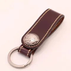 レーデルオガワ製コードバン使用　ベルトループキーホルダー　バッファローコンチョ付き　茶色