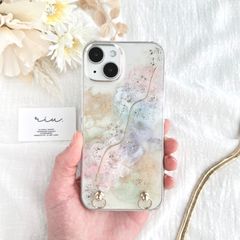 螺鈿アート スマホケース 天然貝 iPhone17 pro 秋桜ファンタジア