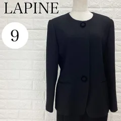 【A3745】LAPINE ラピーヌ スーツ スカートセットアップ フォーマル レディース ノーカラージャケット ブラック 冠婚葬祭