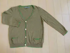 ボンポワン bonpoint 子供服 女の子 女児 長袖 カーディガン カーデガン カーデ カーキ 薄手 春 夏 3歳 約 95cm 100cm ★3キッズ ベビー 【中古】 ユーズド ガールズ