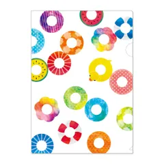 和詩倶楽部　マトメムシ　A4クリアファイル　浮かぶ円　鮮やかな絵柄のクリアホルダー　浮き輪　浮かんだ、ご“えん”に乗って寄って