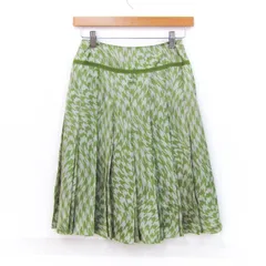 ランバン プリーツスカート ブランド ボトムス レディース 38サイズ 黄緑×ホワイト LANVIN 【中古】