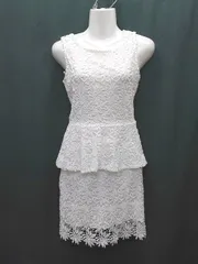 ◇ ⊂ Rubber Ducky レース 花柄 ノースリーブ ミニ丈 ワンピース サイズS ホワイト レディース P  【1408200025189】
