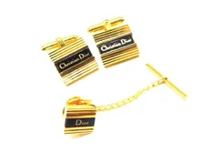 ChristianDior クリスチャンディオール カフス カフリンクス ネクタイピン アクセサリー 2点セット ゴールド系×ブラック系 DI5876