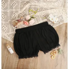 ☆ ブラック ☆ かぼちゃパンツ pmy0328 かぼちゃパンツ レディース 下着 インナーパンツ ペチパンツ かぼちゃ 見せパンツ ちょうちん ショートパンツ ショーツ インナーウェア ゴスロリパンツ ロリータ シフォン フリル メッシュ レース　 大人用