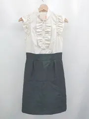 ◇ ⊂ Sunauna スーナウーナ 袖口フリルデザイン 膝丈 ワンピース サイズ38 アイボリー ブラック系 レディース E  【1505290010351】