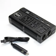 【新品】インバーター 24V 12V カーインバーター 120W シガーソケット コンセント USB Type-C ポートDC12V/24Vを交流AC110Vに変換  ノイズ対策 車載インバーター (12V車/24Vトラック 用)