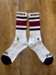 CHROME HEARTS クロムハーツ Socks ソックス 靴下 ライン ボーダー 白 ホワイト ネイビー ワイン Mサイズ 新品未使用