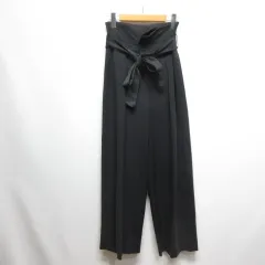 フレイアイディー FRAY I.D ハイウエスト タック パンツ リボン付き 0 黒 ブラック バックファスナー 裏地付き