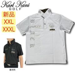 【新品・未使用】ホワイトXXL・XXXLサイズ  カールカナイゴルフ 半袖ポロシャツ 232KG1206 メンズ ドライ ゴールド グリーク 柄使い ポロ 吸水速乾 大きいサイズ ゴルフウェア ゴルフシャツ Karl Kani GOLF